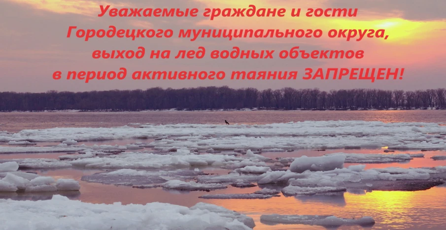 Выход на ледовое покрытие всех водных объектов в границах Городецкого муниципального округа в период ледостава и активного таяния льда ЗАПРЕЩЕН
